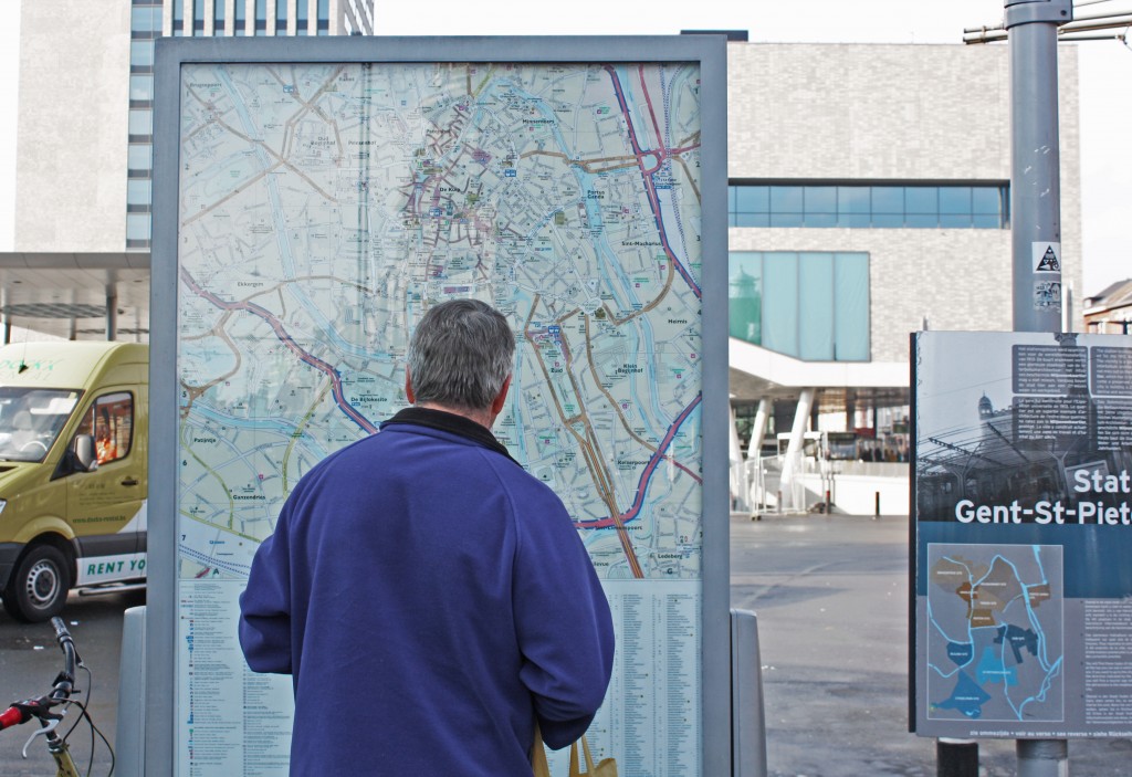 El mapa de Gante que encontraréis justo al salir de la estación de Sint-Pieters